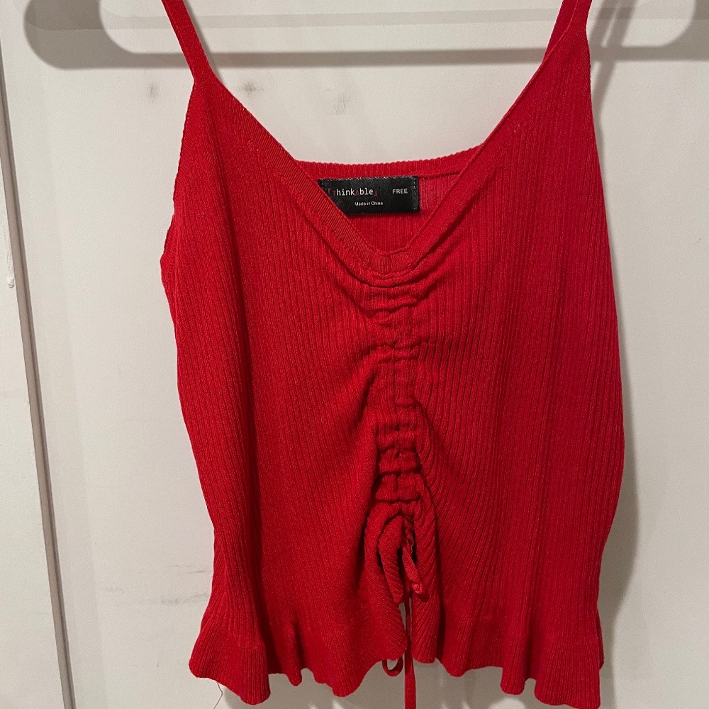 Red cropped cami